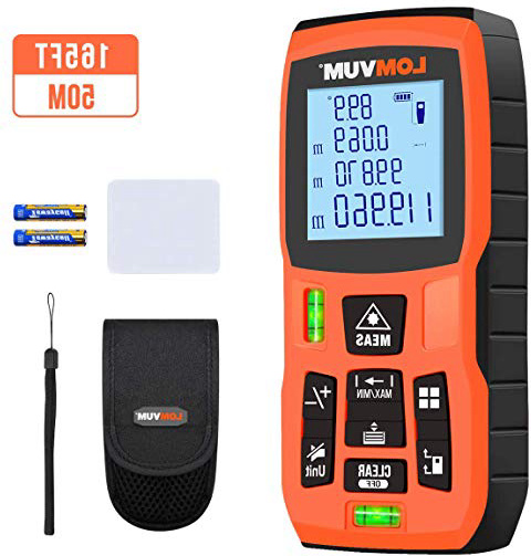 Lomvum Medidor Laser de Distancia, 50M Profesional Metro Laser,Telemetro Laser con Precisión 2mm,Niveles de Burbuja