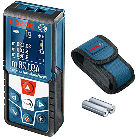 Bosch Professional Medidor láser de distancia GLM 50 C, Transmisión de datos Bluetooth, sensor de inclinación de 360°, máxima distancia: 50 m, 2 pilas de 1.5 V, funda