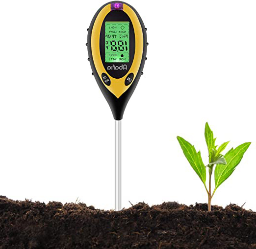 Abafia Medidor de pH del Suelo, 4 EN 1 Suelo Tester Medidor de PH, Luz Solar, Temperatura, Medidor de Humedad para Plantas, Jardín, Granja, Interior, Exterior