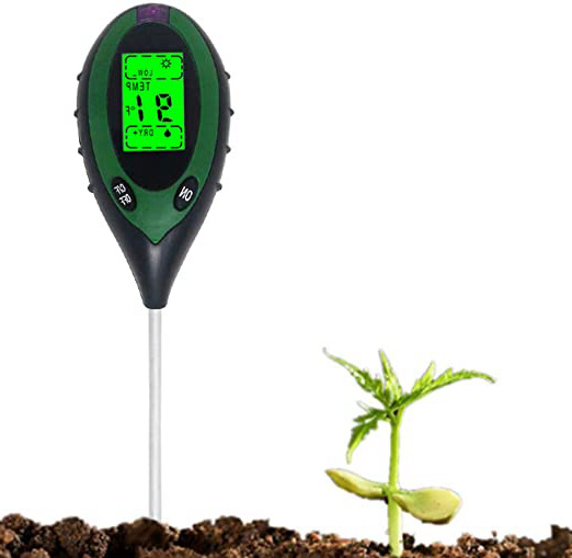 KETOTEK Medidor Tierra para pH Humedad Temperatura Luz Solar 4 en 1 Digital pH Medidor Humedad del Suelo para Plantas Jardín Césped Exterior e Interior
