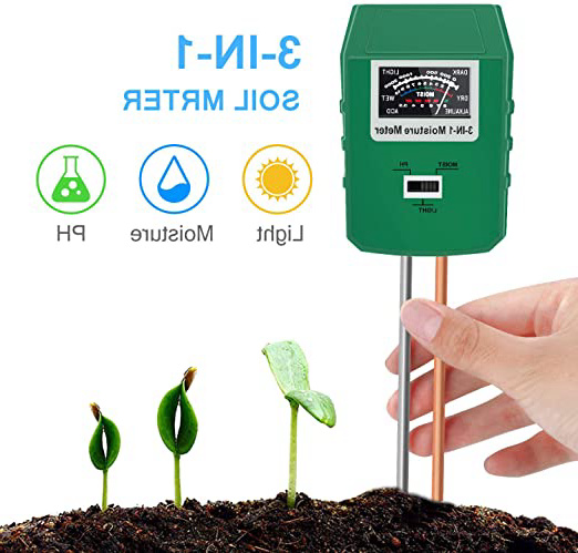 Bearbro Monitor de Agua del Suelo,Medidor de Humedad del Suelo,Medidor Digital 3 en 1 de la Humedad del Suelo y la acidez del PH, para Planta/Jardín(No Necesita batería)