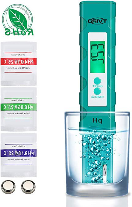 Tvird Medidor de PH Piscina, Medidor de PH Digital con Pantalla LCD Retroiluminada, Compensación Auto deTemperatura(0~80 Grados) y Calibración Auto, 0.01 Resolución de Alta Precisión, Rango de 0-14