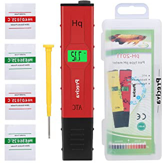 Medidores de pH,Preciva Medidor de Prueba de Calidad del Agua digital con Pantalla LCD Retroiluminada,4 Batería Incluida y con 4 paquetes de Polvos de Calibración para Neutralizar el líquido