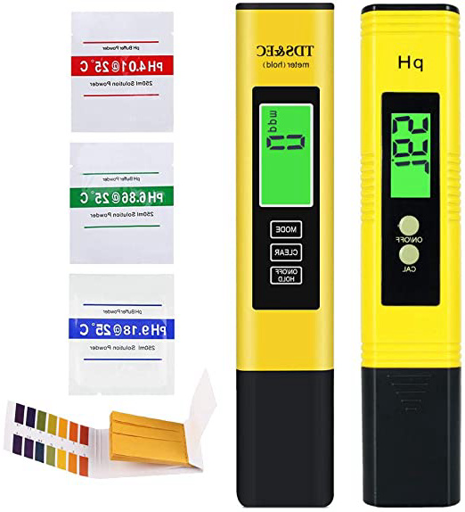 AYUQI Medidor PH, Medidor de PH TDS EC Temperatura 4 en 1 Digital con Pantalla LCD Resolución 0.01 Calibración Automática para Acuario, Piscina de Agua Hidropónica, Laboratorio (Amarillo)