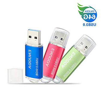 64GB Memorias USB 3.0 3 Piezas ENUODA Pendrive Giratoria Diseño Flash Drive Almacenamiento Externo (Verde Rojo Azul)