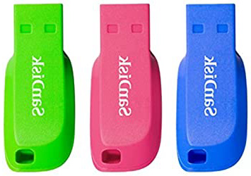 SanDisk Cruzer Blade- Memoria USB 2.0, Pack 3 Unidades de Colores, 16GB