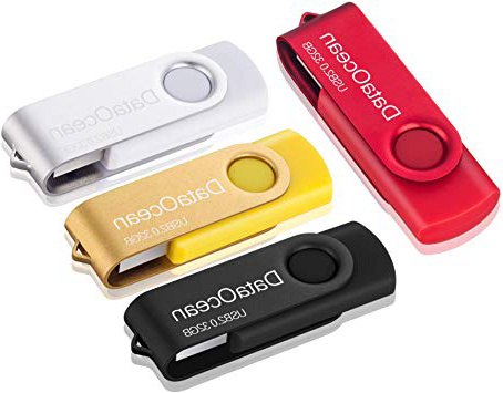 DataOcean 32GB Memorias USB 4 Piezas PenDrives Giratoria Pen Drive 32 GB Unidad Flash USB 2.0(4 colores mezclados: Negro Rojo Amarillo Plata)
