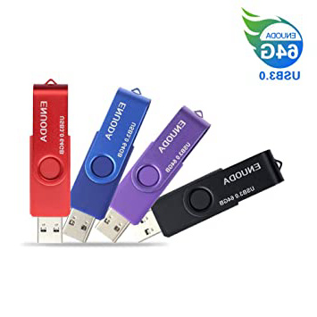 4 Piezas 64GB USB 3.0 ENUODA Pendrive Pivote Memorias Giratoria Plegable Diseño de Cierre (4 Colores Mezclados: Azul Negro Rojo Violeta)