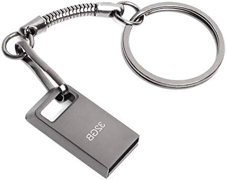 Memoria USB 32 GB, Mini Pen Drive 32 GB Memoria Flash Metal USB 32GB con Llavero para Computadoras, Tabletas Almacenamiento de Datos Externo (Gris)
