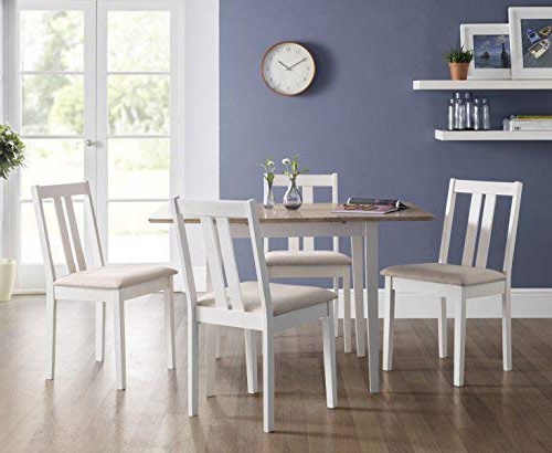Julian Bowen Rufford – Mesa de comedor plegable, marfil/Natural Lacado, 80 x 80 x 75 cm