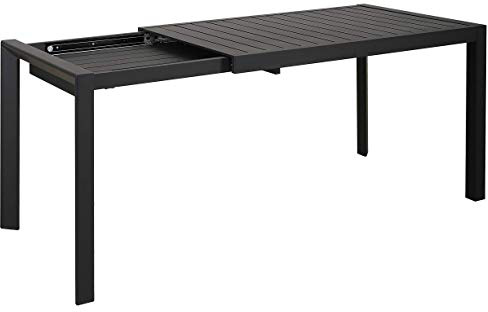 Chicreat - Mesa extensible de aluminio para jardín, 127-180 x 77 x 71,5 cm (negro)