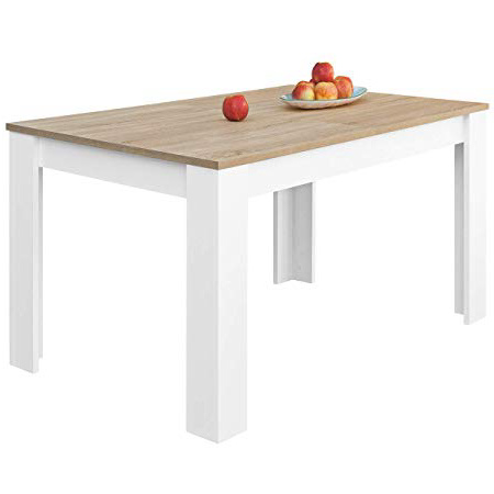 COMIFORT Mesa de Comedor- Mueble Extensible, de Estilo Moderno, Muy Resistente, con Medidas de 140/190 x 90 x 78 cm, Fabricado en Europa, Color Blanco y Roble