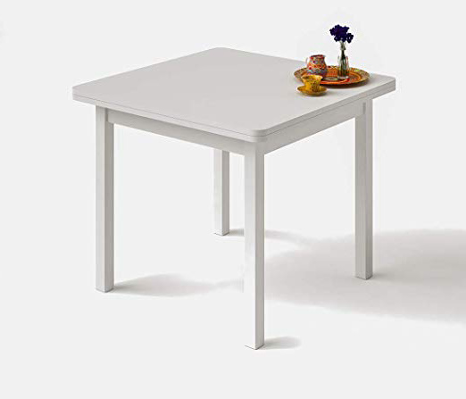 HOGAR24 es- Mesa Cuadrada Multiusos Comedor Cocina Dimensiones 90 cm x 90 cm Extensible Libro a 180 cm x 90 cm Color Blanco