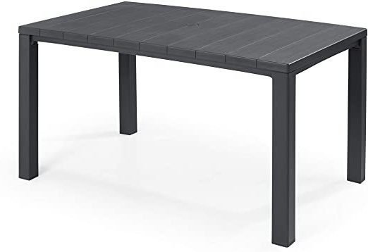 Keter 246187 Mesa Julie con Tablero con Textura Efecto Madera, Grafito