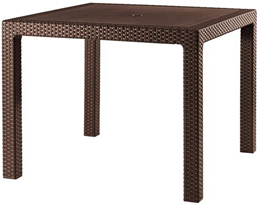 Keter - Mesa de comedor exterior Quartet de 4 plazas, Color marrón