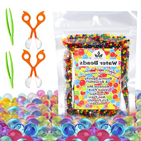 Sailfish Juego de Juguetes de motricidad Fina, Juguete sensorial de Agua no tóxico para niños - 10,000 Cuentas con 2 cucharadas y Pinzas