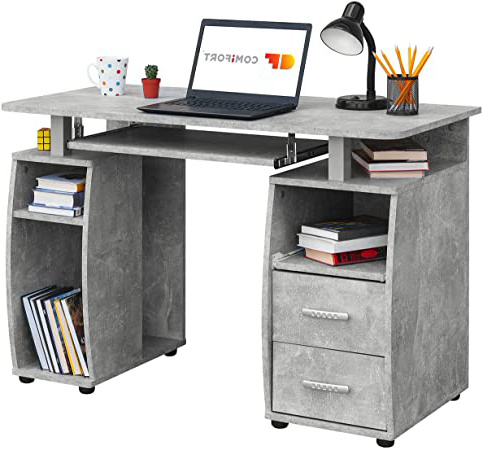 COMIFORT Mesa de Ordenador, Escritorio, Mesa de Oficina, 115x55x76 cm (Stone)