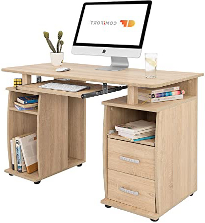 COMIFORT T05S - Mesa de Ordenador, Escritorio, Mesa de Oficina, 115x55x76 cm, Color Roble Sonoma