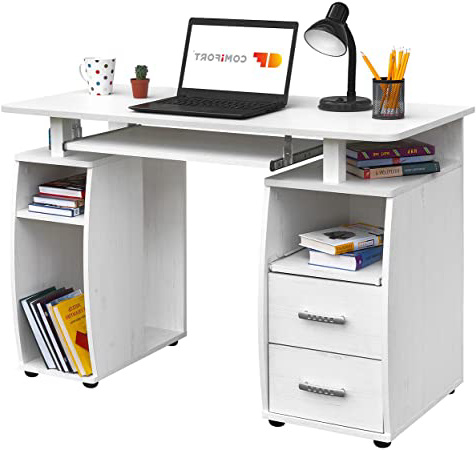 COMIFORT Mesa de Ordenador, Escritorio, Mesa de Oficina, 115x55x76 cm (Nordic)