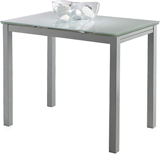 Miroytengo Mesa Cocina Cristal Extensible Color Blanco Estilo Moderno Comedor 100-140x76x60