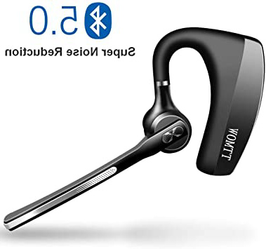 TTMOW Auriculares Bluetooth 5.0 Manos Libres con Dos Micrófono de Reducción de Ruido CVC 8.0 en Conductores Oficina Reunión de Negocios para Todos los Moviles, Color Negro