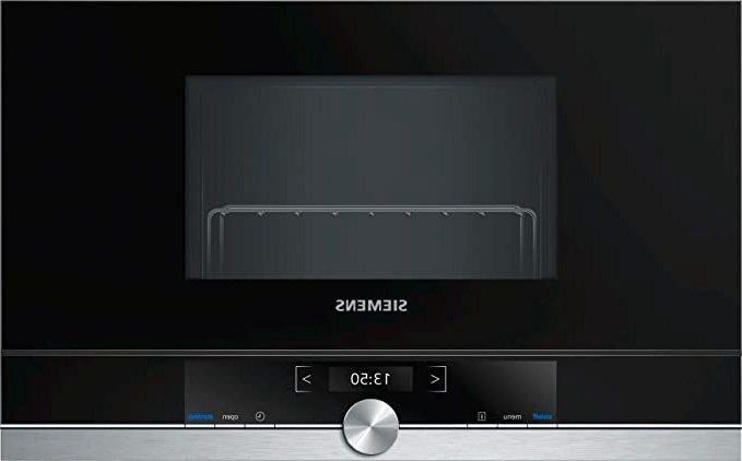 Siemens BE634RGS1 iQ700 - Microondas integrable / encastre sin marco con grill, 21 L, 900 W / 1300 W, color negro con acero inoxidable