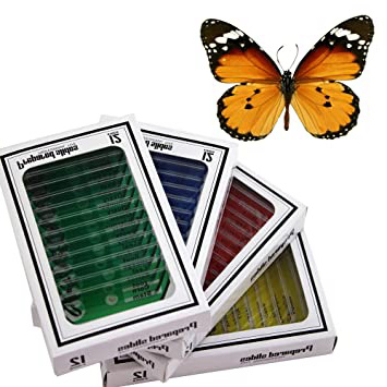 48pzas Juego Muestras Preparadas Microscopio Animales Insectos Plantas Flores Plástico + 1pza Espécimen Mariposa Real Niños Estudiantes Ciencia Juego Educativo