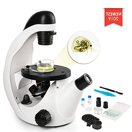 TELMU Microscopio Ocular monocular 40X-320X, con función de iluminación LED, Imagen, filtros de Colores y Soporte para teléfono Inteligente: Adecuado para Ver la Placa de Petri