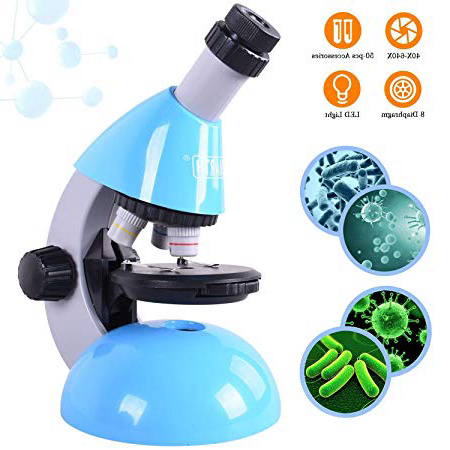 Microscopio para niños, ampliación 40X - 640X con 50 Kits de Ciencia El microscopio para Principiantes Incluye 25 Controles deslizantes para Estudiantes de 5 años en adelante