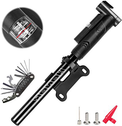 Zaeel Mini Bomba de Bicicleta, Ligero y Flexible, Bomba de Aire de Mano para Bicicleta, presión máxima 120 PSI/8 Bar, Compatible con Presta & Schrader, Viene con Herramienta de reparación
