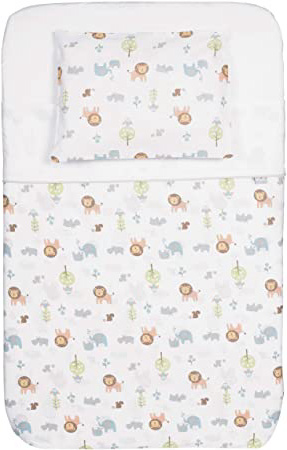 Juego de 3 Piezas Chicco Next2Me - Funda de Almohada + sábana Bajera + sábana Bajera Little Animals