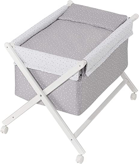Minicuna mibebestore Plegable Blanco Gris: Estructura + Vestidura + Colcha Desenfuntable + Colchón + Almohada