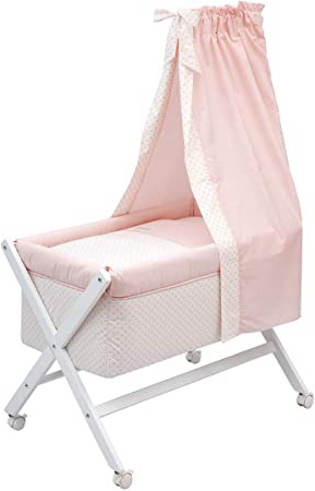 MINICUNA TIJERA MADERA+DOSEL STAR ROSA 55x87x74 CM