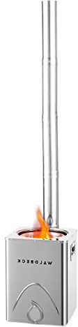Waldbeck Survivalist - Horno Cohete de Camping, Estufa Cohete, Gas de Madera, Compacto, Acero Inoxidable, Respetuoso con el Medio Ambiente, Sin Electricidad, Móvil, Peso: 7,9 kg, Plateado