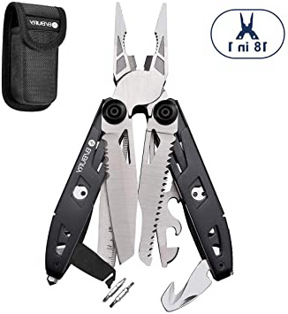 Alicates plegables, Bibury 18 en 1 Multitools, Herramienta multiusos de acero inoxidable para Acampar, Actividades de bricolaje, Supervivencia al aire libre, Caza, Senderismo, etc