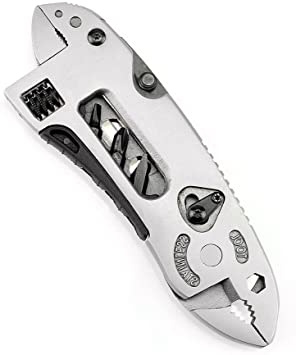 TOOGOO Alicates de multiples funciones Herramientas de mano multiusos de supervivencia Mini juego de destornilladores Llave ajustable Llave de quijada Cuchillo de bolsillo Reparacion