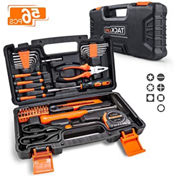 TACKLIFE Caja de Herramientas 56 Piezas, HHK3B Maletín de Herramientas Multiusos, Universal de Reparación Conjuntos Bricolaje para Casa