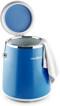 Oneconcept Ecowash-Pico - Mini Lavadora Portable, Lavadora de Camping, Función Centrifugado, Capacidad: 3,5 kg, Potencia: 380 W, Temporizador, Uso Sencillo, Recogecable, Asa Transporte, Azul