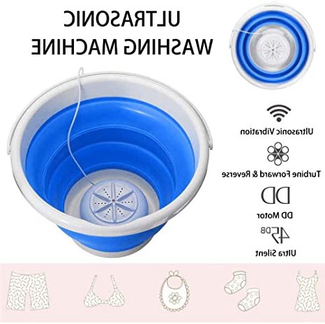 AYily - Lavadora plegable portátil, mini turbo, con bañera plegable, USB plegable para viajes, camping, mini lavadora portátil
