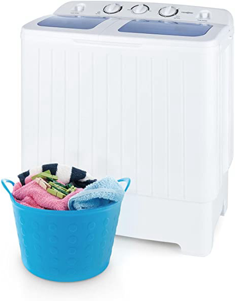 Oneconcept Ecowash XL - Lavadora, minilavadora, con centrifugadora, Carga Superior, Capacidad 4.2 kg, Potencia de Lavado 300 W, Potencia centrífuga 110 W, Ahorro de Agua y energía, Blanco