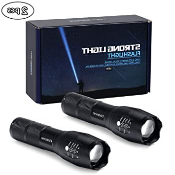 flintronic LED Linterna, 2 Pcs Linterna Táctica, 5 Modos a Prueba de agua Zoomable Enfoque Mini Antorcha de Mano Ultra Brillante para Acampar, Iluminación de Emergencia (Baterías no Incluidas)