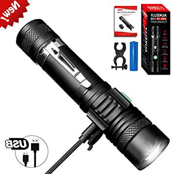 AUKELLY LED Linterna USB Linternas Recargable LED Alta Potencia Tactica Linternas Militar USB Recargable Linternas,XML-T6 Mini Linterna,4 Modos,Zoomable,Para Ciclismo,Camping,Con 18650 Batería
