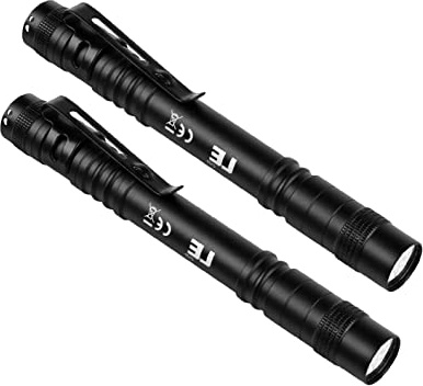 Linterna de Mano Bolígrafo, LE Mini Linterna de Antorcha LED XPE, Linterna de Lápiz 3 Modos con Enganche, Impermeable IPX7 Perfecto para Inspección, Trabajos, Reparación, Pack 2, Batería no Incluido