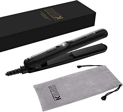 Mini Planchas del Pelo de Viaje KIPOZI, Plancha Alisadora Cerámica con Doble Voltaje y Calentamiento Rápido, Negro