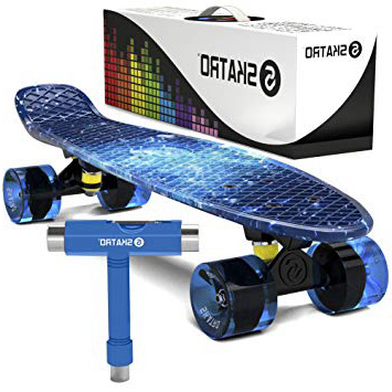 Skatro - Monopatín de tabla corta. Tabla de plástico de estilo retro de 26 cm. Viene completo