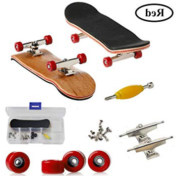 Mini Diapasón, Patineta de Dedos Profesional Maple Wood DIY Assembly Skate Boarding Toy Juegos de Deportes Regalo de Navidad Para Niños (Rojo)
