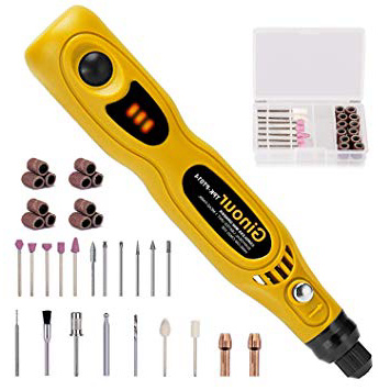 Ginour Mini Amoladora Electrica, Herramienta Rotativa, Amoladora Eléctrica, Multi-Herramienta, 3.7V, 5000-15000 RPM, USB Recargable, 32 Pcs Accesorios para Las Muanualidades DIY