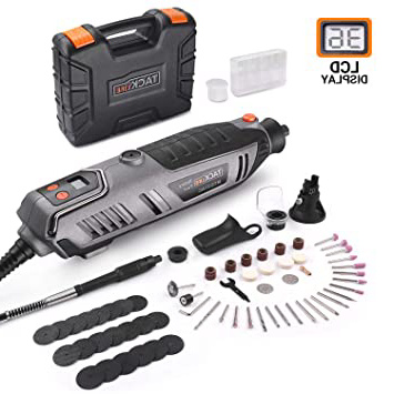 TACKLIFE Amoladora Eléctrica, Herramienta Multifuncionl 200W con Pantalla LCD, Herramienta Rotativa de Alta Velocidad de 40,000 RPM, Ideal para Trabajos de Bricolaje, RTD37AC