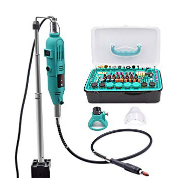 GOXAWEE Mini amoladora eléctrica 130W Mini Taladro - Kit de herramientas rotatorias multifunción con 288 accesorios/Velocidad variable para artesanías