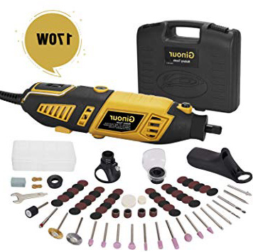 Amoladora eléctrica, Ginour 170W con 109 accesorios, 7 Velocidad Variable, Kit de herramientas, Mini Amoladora, Herramienta Rotativa, Multi-herramienta para artesanías, manualidades